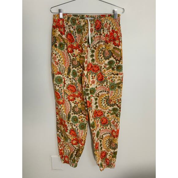Urban Outfitters Corduroy Jogger Pants Size S Multicolor Floral Paisley Colorful - Picture 1 of 5